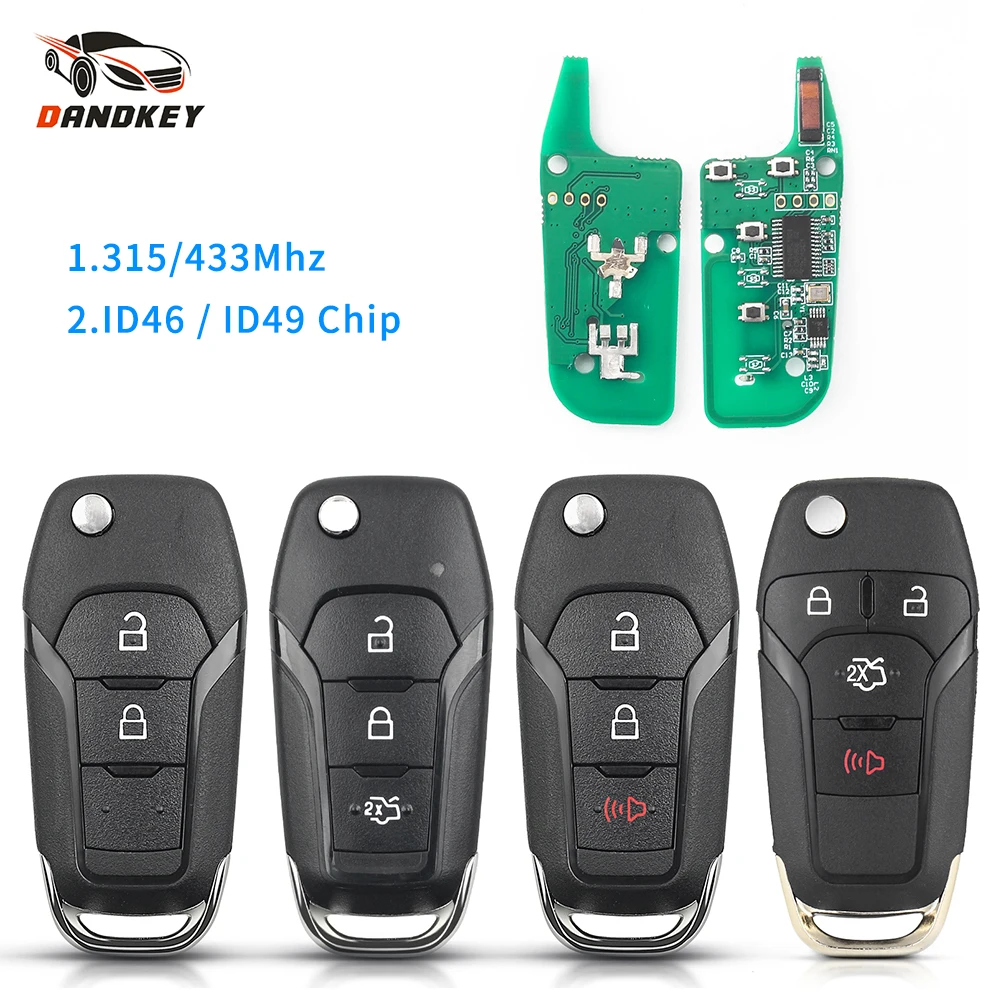 

Автомобильный Дистанционный ключ Dandkey для Ford F150-F550 Fusion Explorer N5F-A08TAA ID49 Chip 315 Mhz Auto Smart Control HU101 Flip Key