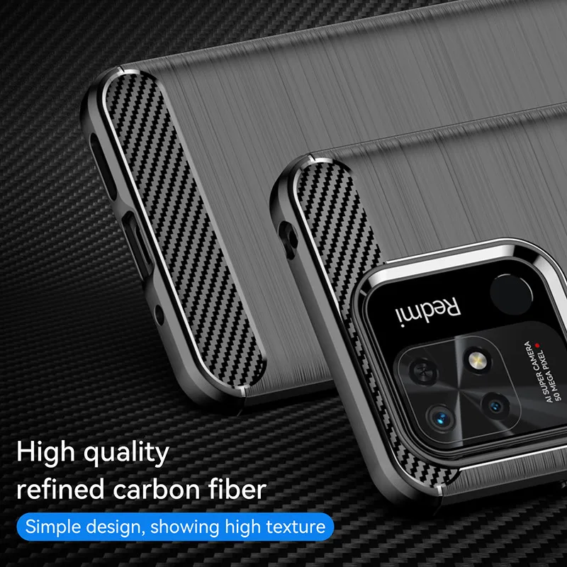 For Xiaomi POCO C40 Case POCO C40 Cover 6.71 Inch Shockproof Carbon Fiber Soft Silicone Back Bumper For POCO C40 Fundas