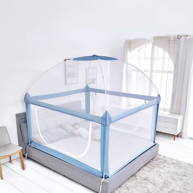 Safety Fence with Mosquito Net Crib Fence Anti-fall Bedside Guardrail Children's Anti-fall Bed Baby Yurt
