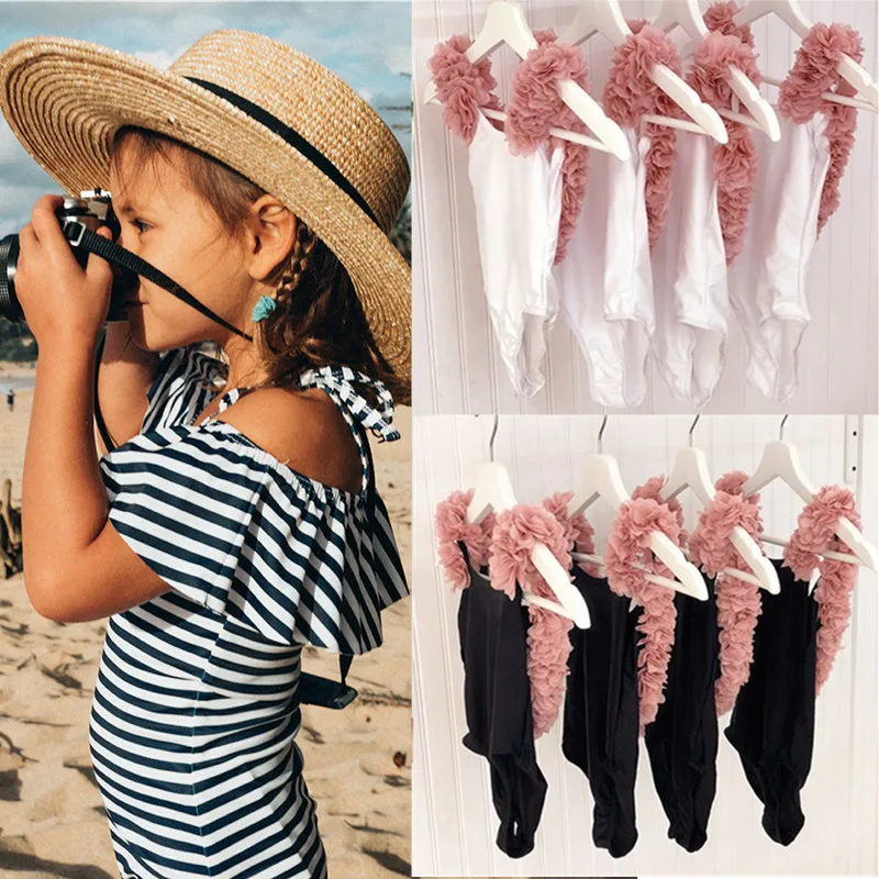 

One Piece Swimwear Baby Girl Floral Strap Swimsuit Swimwear Swimming Suit Children Little Girls Summer Holiday Beach Wear
