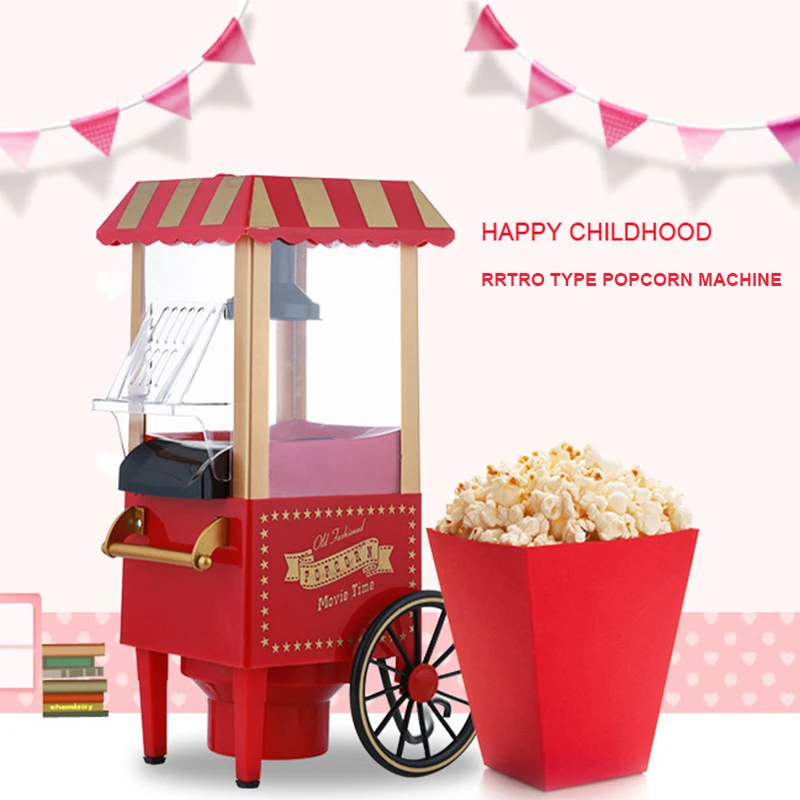 Household Popcorn Machine Red Retro Model Automatic Corn Exp