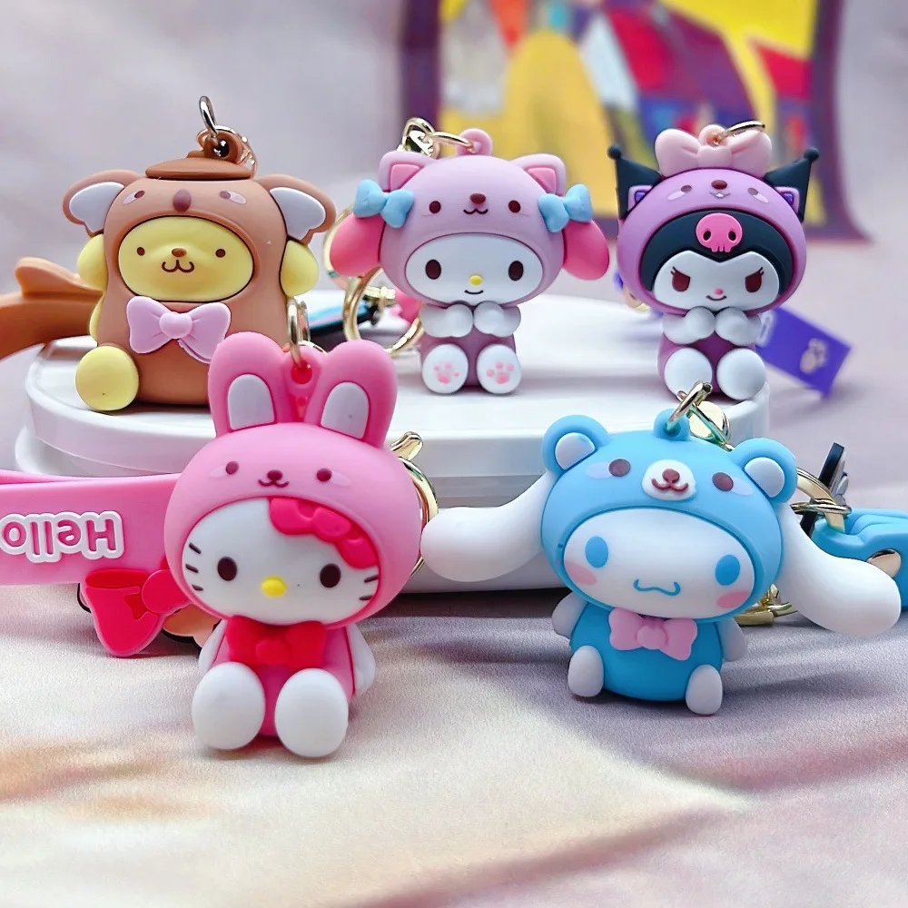 

Kawaii Hello Kitty Kuromi Keychian Cartoon Toys Anime Pendant Keychain Sweet Keychians Women Car Keyring Girl Bag Pendant