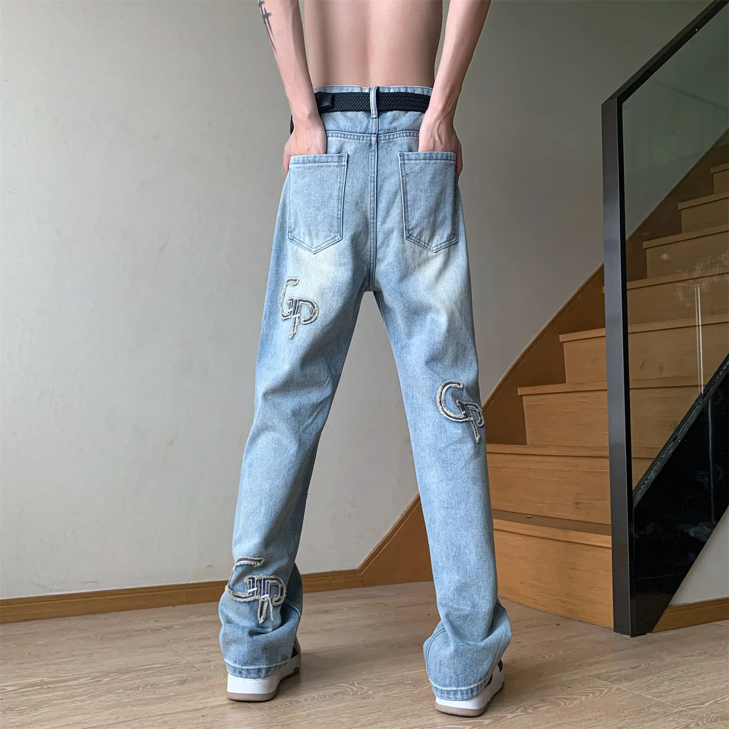 Jeans For Men 2023 Fashion Streetwear Baggy Jeans Man Hip Hop Y2k Youth Trousers Cross Denim Pants Men Cargo Pant Punk Clothing