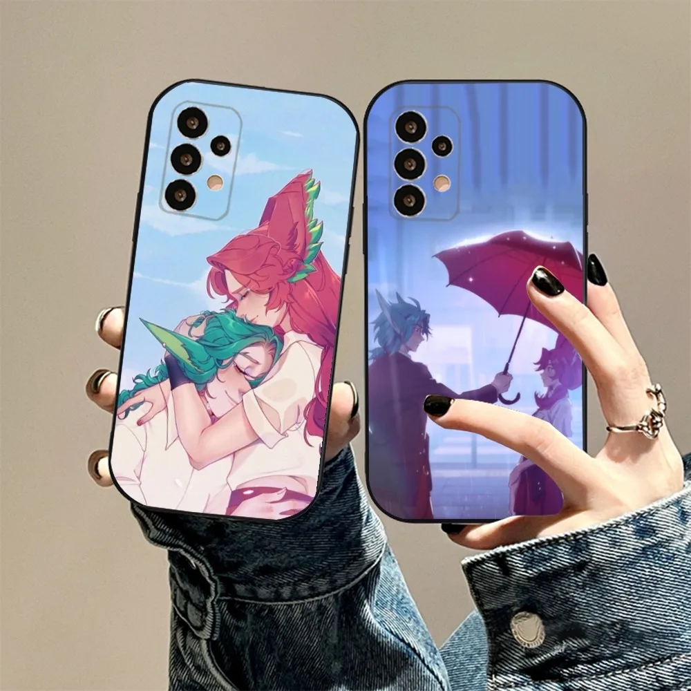 Чехол для телефона Game L-LOL Xayah Rakan Samsung S24 23 22 30 21 10 9 Ultra Plus Lite FE 5G черный мягкий чехол