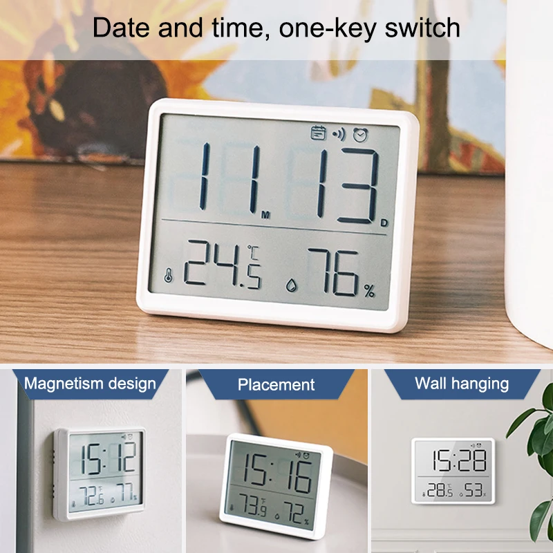 

Магнитный будильник с датчиком температуры и влажности