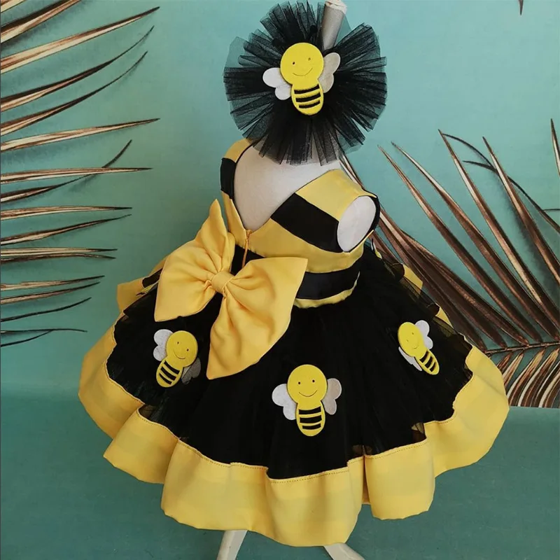 

Пышное Платье для девочек с маленькой Пчелкой, косплей-костюм, костюм принцессы для маленьких девочек на день рождения, детвечерние повседн...