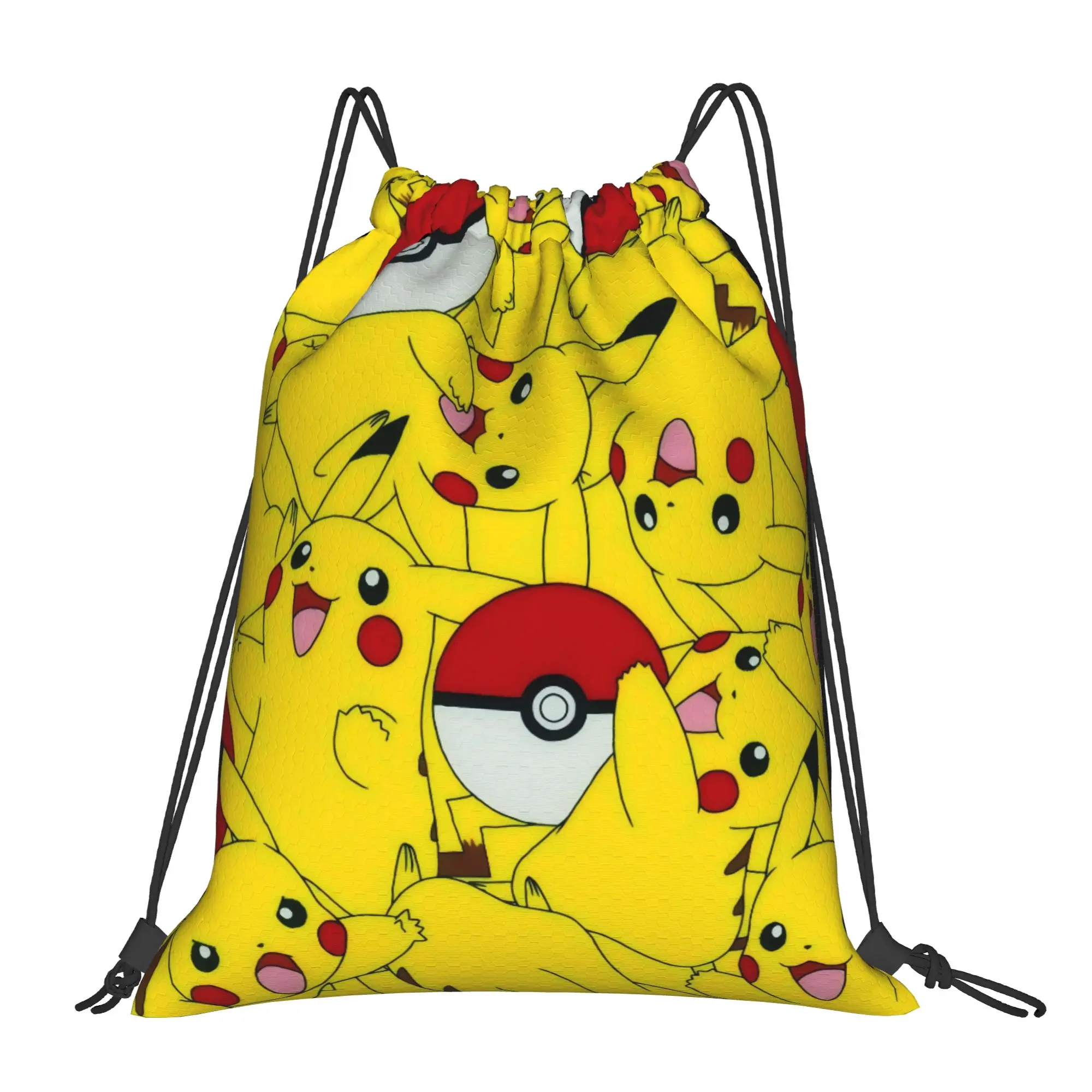 Фото Многофункциональный карманный рюкзак Pikachu 3 Pokemon для мужчин и женщин, дорожная сумка для подростков, сумки на шнурке с принтом №2