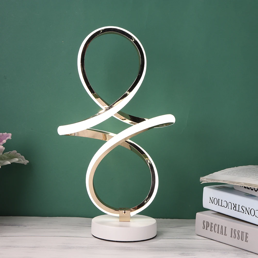 

Simple Modern Spiral LED Desk Lamp Living Room Reading Home Bedside Table Decorative Lighting with US Adapter