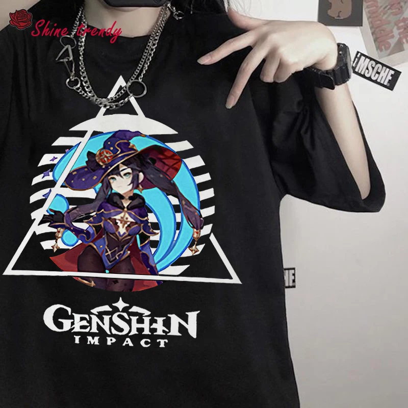 

2022 New Women's Anime Print T Shirt Hip Hop Streetwear Tops Short Sleeve Harajuku T Shirt Summer Top Women T Shirt Black White