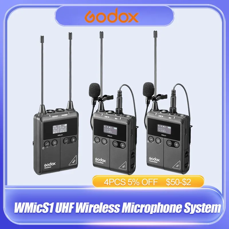 

Беспроводная микрофонная система Godox WMicS1 UHF, передатчик с расстоянием приемника 100 м для Sony Nikon Canon DSLR vs Boya SYNCO
