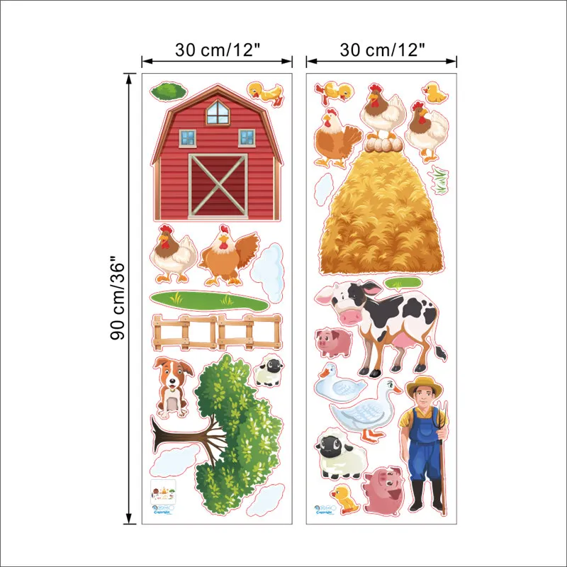 Милые наклейки на стену в виде животных из растений для детского сада детской