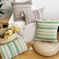 tassel cushion cover 45x45 cm decorative cotton linen pillow case living room decoration sofa home decor throw pillows square