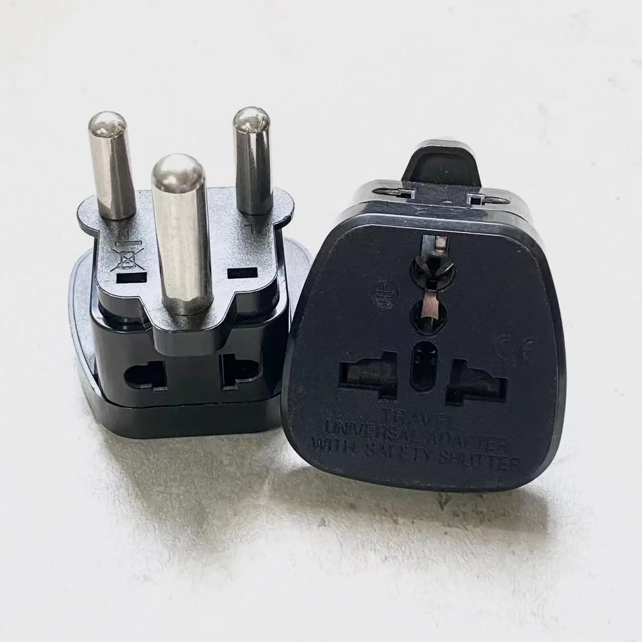 2 in 1 Black White 250v 15a copper Universal AU UK EU US to India Israel Malaysia Singapore Big South Africa Power Plug Adapter