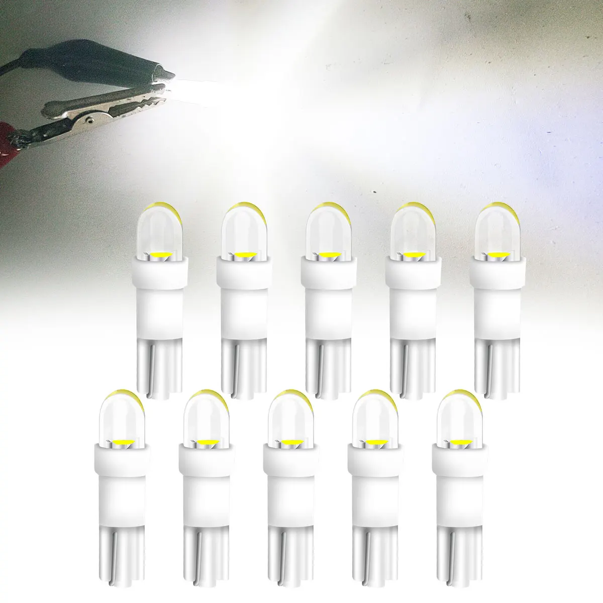 

Набор Из 10 Светодиодных Ламп T5 Для Освещения Салона Автомобиля, 12В, W1.2W, W2.3W, Однотонные Цвета: Белый, Желтый, Красный