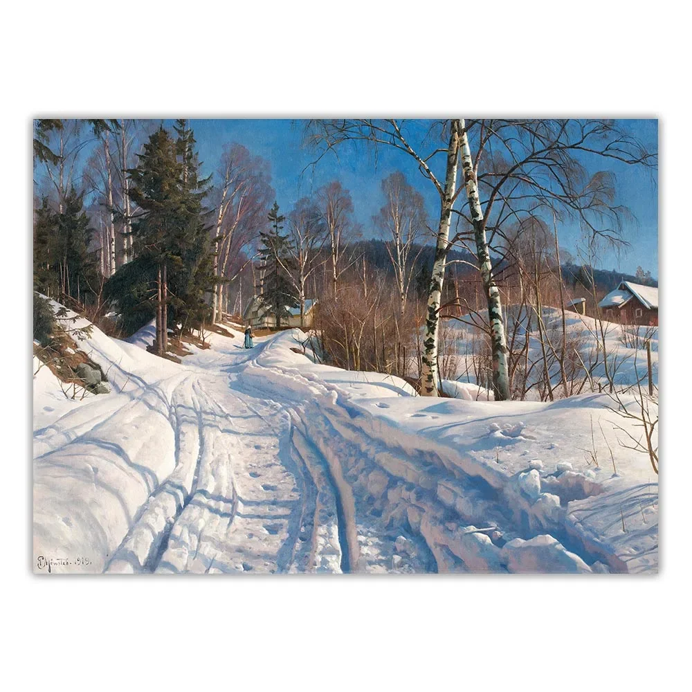 Картина Peder Monsted &quotSnowy Forest Road In Sunlight&quot