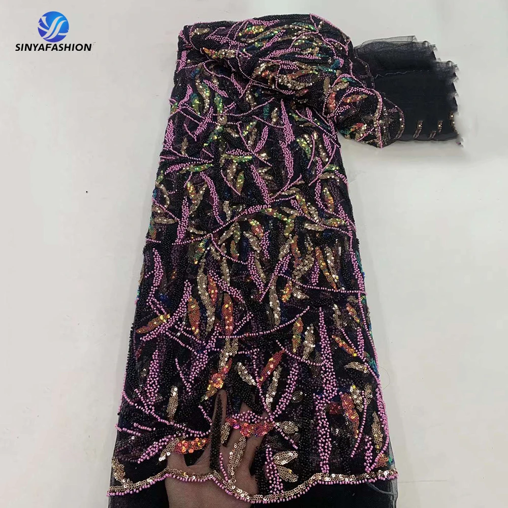 Женская роскошная кружевная ткань с африканскими блестками свадебная вышивка 2023