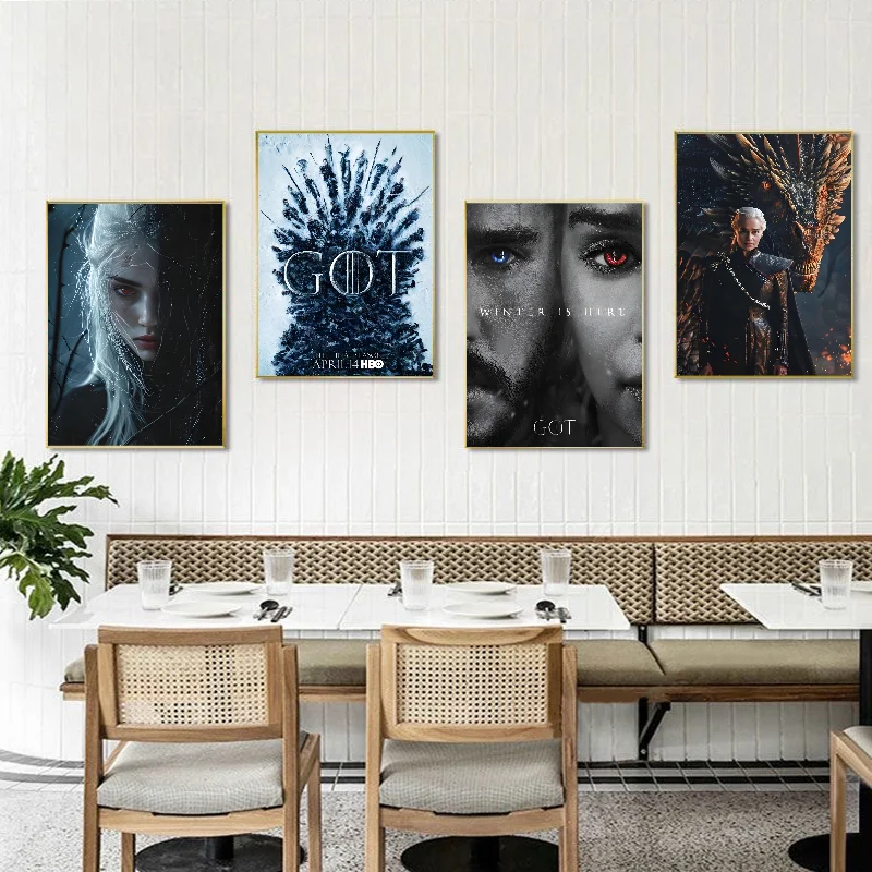 Sexy Girl TV Show G-game-of-Thrones Poster Self-adhesive Art Waterproof Paper Sticker Coffee House Bar Room Wall Decor