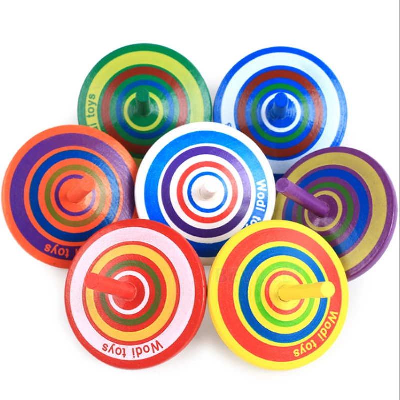 8pcs/lot Multicolor Wooden Spinning Top Adult Relief Stress Desktop Decompression Toys Baby Birthday Christmas Gift Random Color - купить по