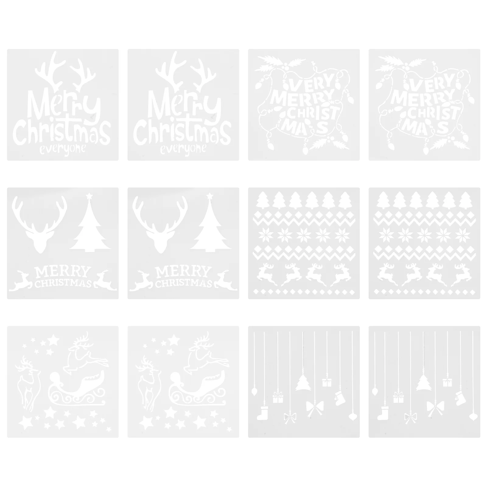 

12Pcs Xmas Christmas Spray Template Buscuit Snowflake Floor Template Printing Painting