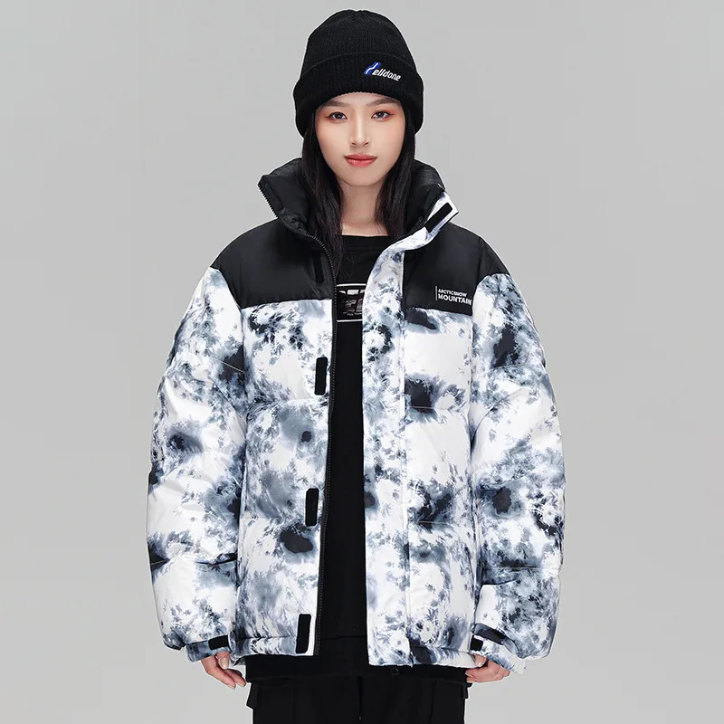 Winter Camouflage Stand Collar Coat For Men And Women Lovers Down Jacket Thickened Parkas