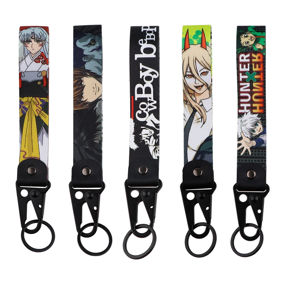 

Chainsaw Man Key Ring Lanyard Tags Key Strap Tow Sides Thermoprint Racing Car Motorcycle Keychain Accessories Original Anime