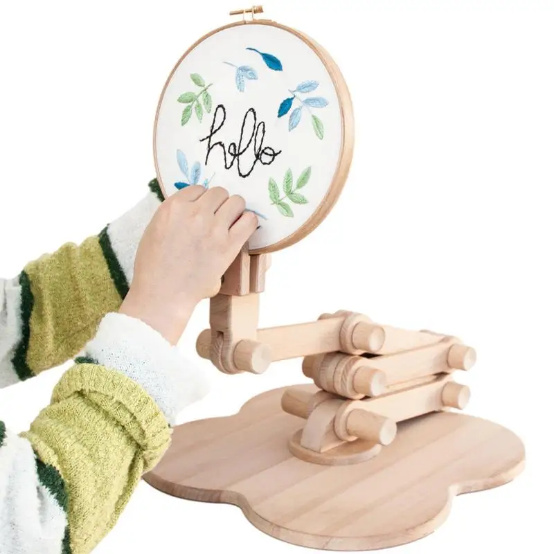 

Embroidery Stand Adjustable Wooden Desktop Cross Stitch Stand Easy To Install Traditional Chinese Handicraft Accessories For