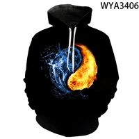 2022 new mens water and fire hoodie 3d printing yin and yang gossip tide cool sweater fashion boy jumper