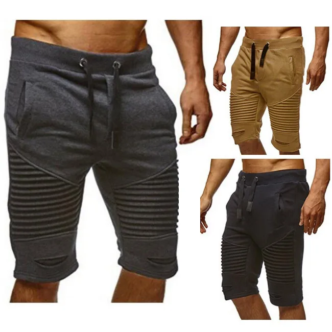 

Men Shorts Fashion Pleated Patch Baggy Short Pants Casual Male Trousers Drawstring Elastic Waist Jogger Workout Slacks Sweatpant