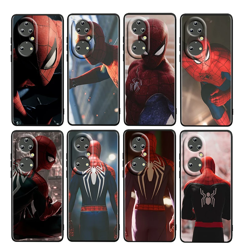 

Spiderman Marvel Hero For Huawei P50 P20 P30 P40 5G P10 Pro Lite E Plus P9 Lite Mini 4G TPU Soft Black Phone Case Fundas Cover