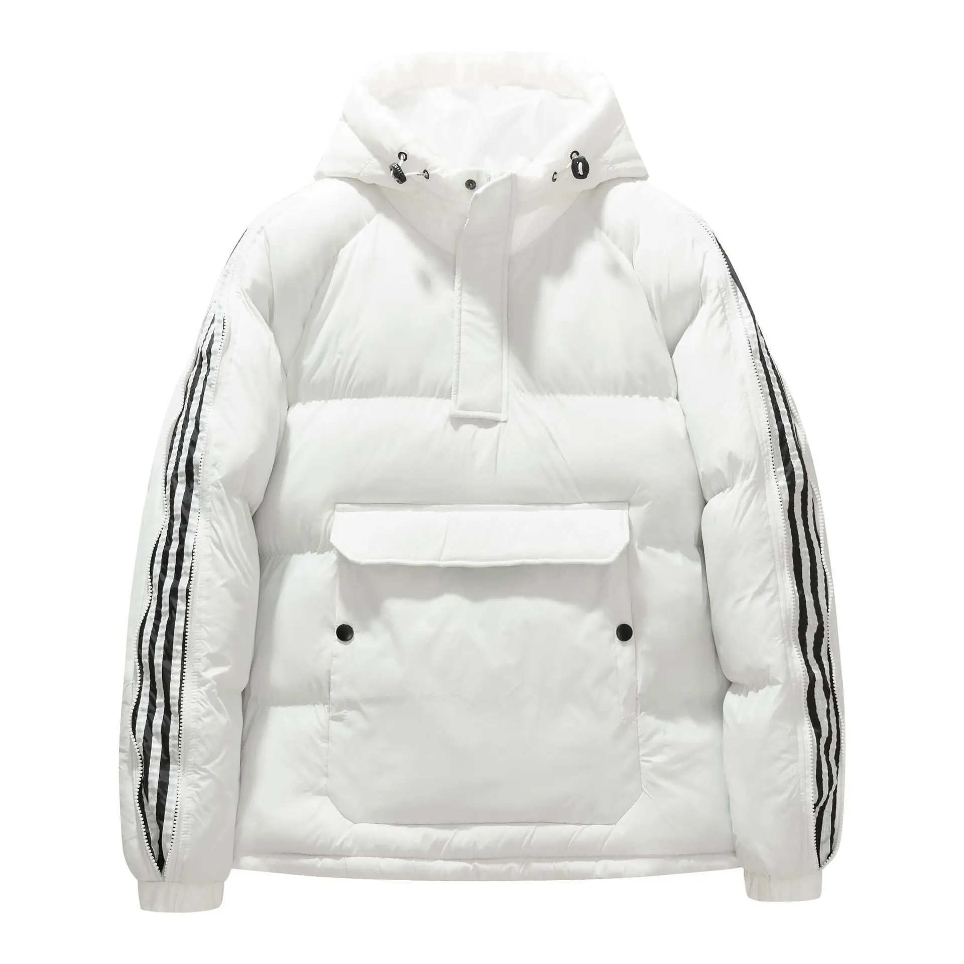 LUCLESAM Men's Double Zipper Cotton Pullover Jackets Stitching Large Pocket Thicked Down Jacket Winter Korean Casual Warm Coats