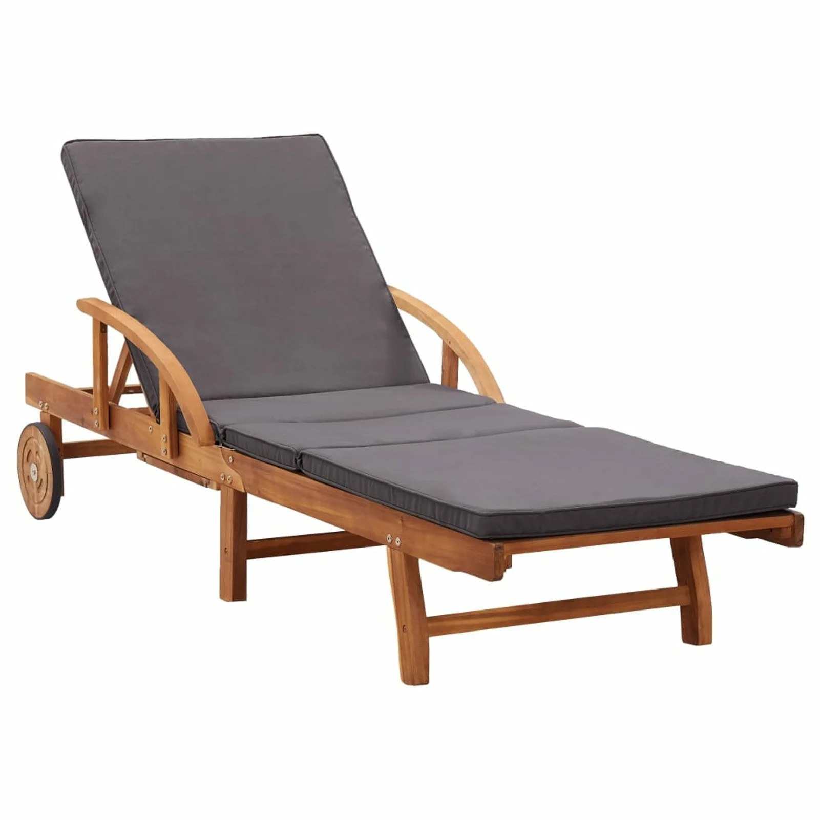 

Sun Lounger with Cushion Solid Acacia Wood