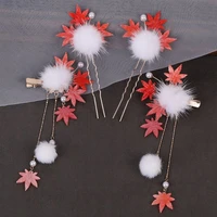 chinese hair accessories for women maple leaf hairclip for girls vintage hanfu hairpin jewelry 1 pair