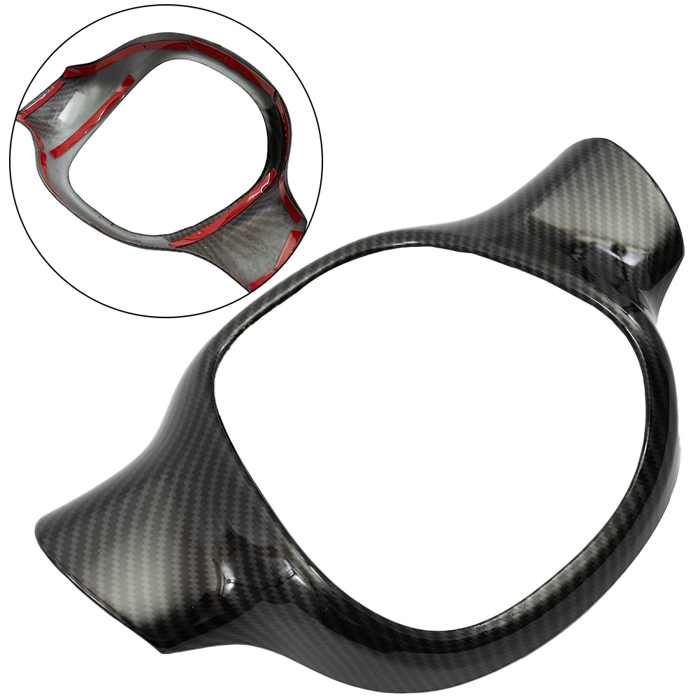 

1Pcs Car Steering Wheel Covers Decorative Frame Carbon Fiber Look For Benz Smart Fortwo 451 2009-2015 100% Brand New