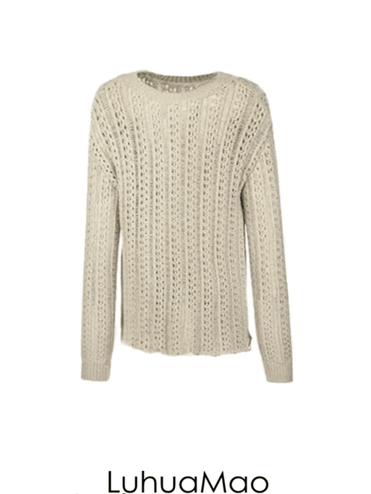 Luhuamao весенний ленивый Модный повседневный нежный дизайн полый тканый свитер