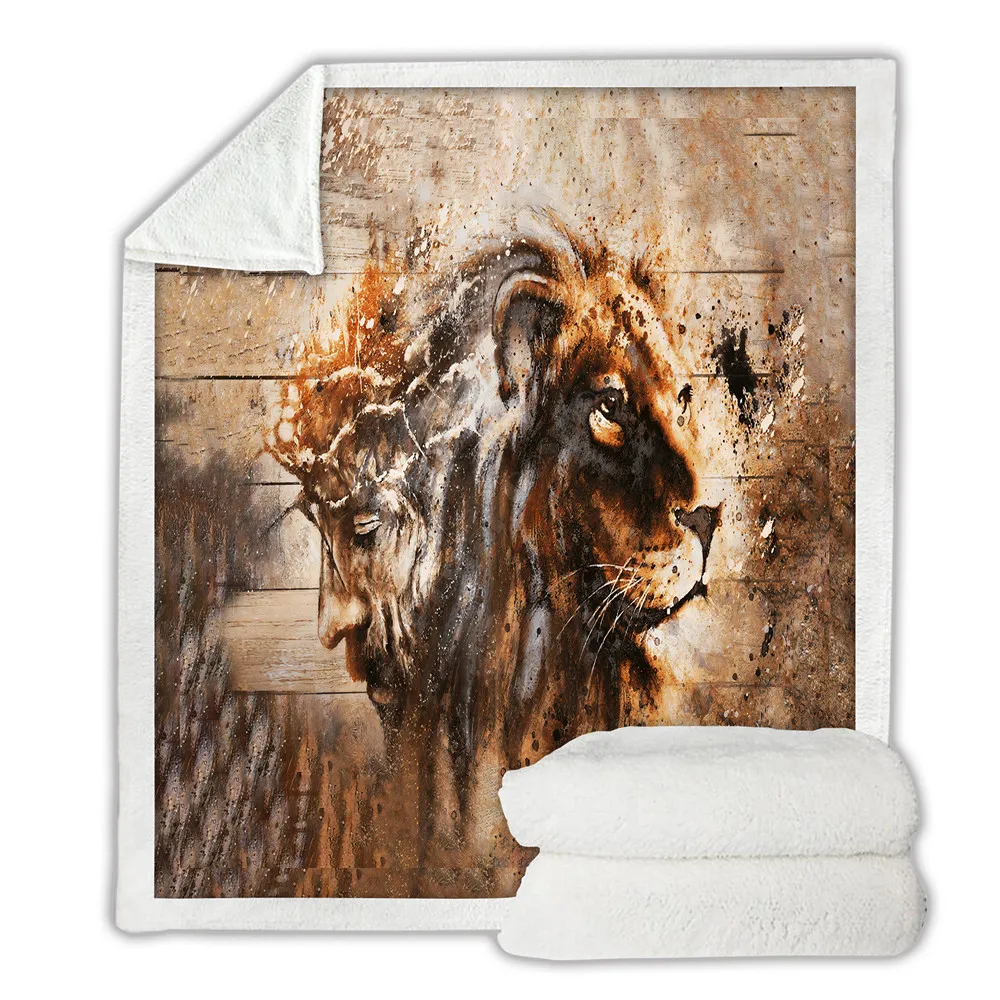 

Jesus Lion Cozy Premium Fleece Blanket 3D All Over Printed Sherpa Blanket on Bed Home Textiles 04