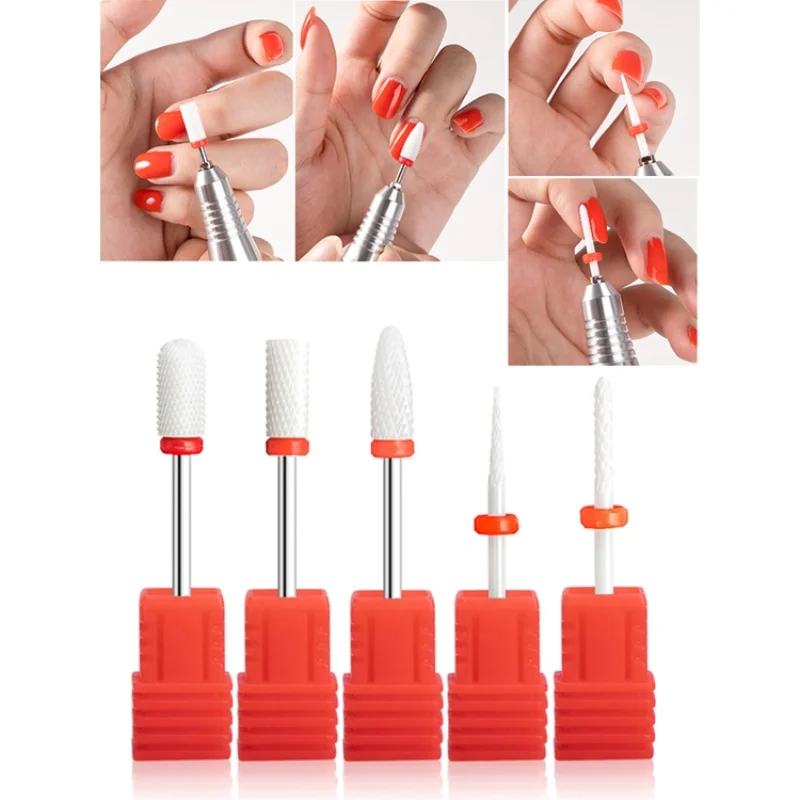 5 Pcs Ceramic Milling Cutter For Manicure Removing Gel Varnish Nail Drill Bits Electric Machine Accessories Tool