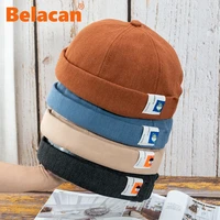 vintage docker cap for man casual brimless hip hop beanie caps women cotton adjustable solid color literary landlord sailor hats