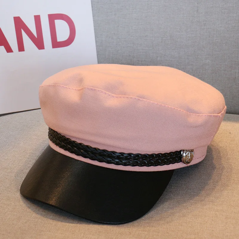 Простая шапка унисекс красная черная плоская темно-синяя женская мужская береты