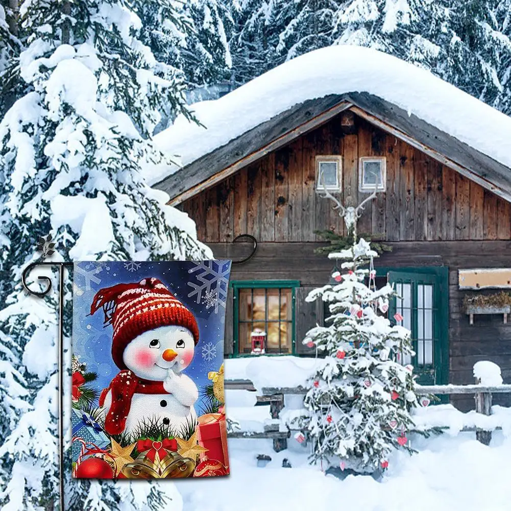 Купи New Christmas Eve Garden Flag New Year Home Decor Santa Linen Yard Flags Christmas Festive Snowman Decorative J9q9 за 163 рублей в магазине AliExpress