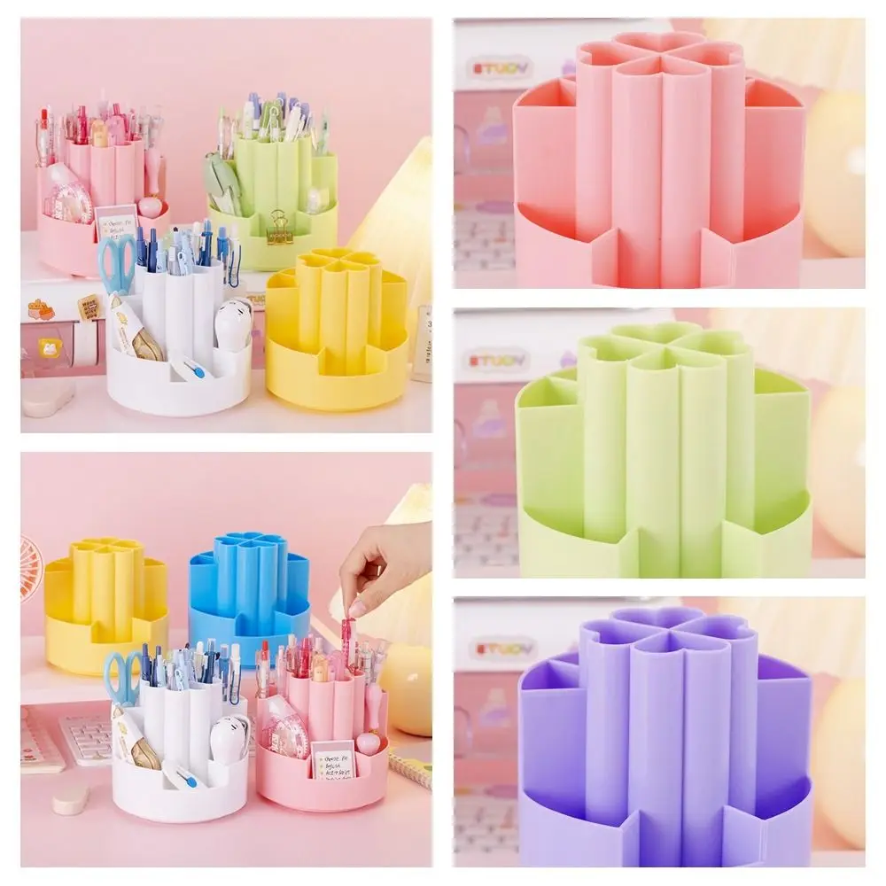 

Large-capacity Stationery Organizer Multifunctional Makeup Brush Storage Box Rotatable Four Leaf Clover Shape Pencil Case