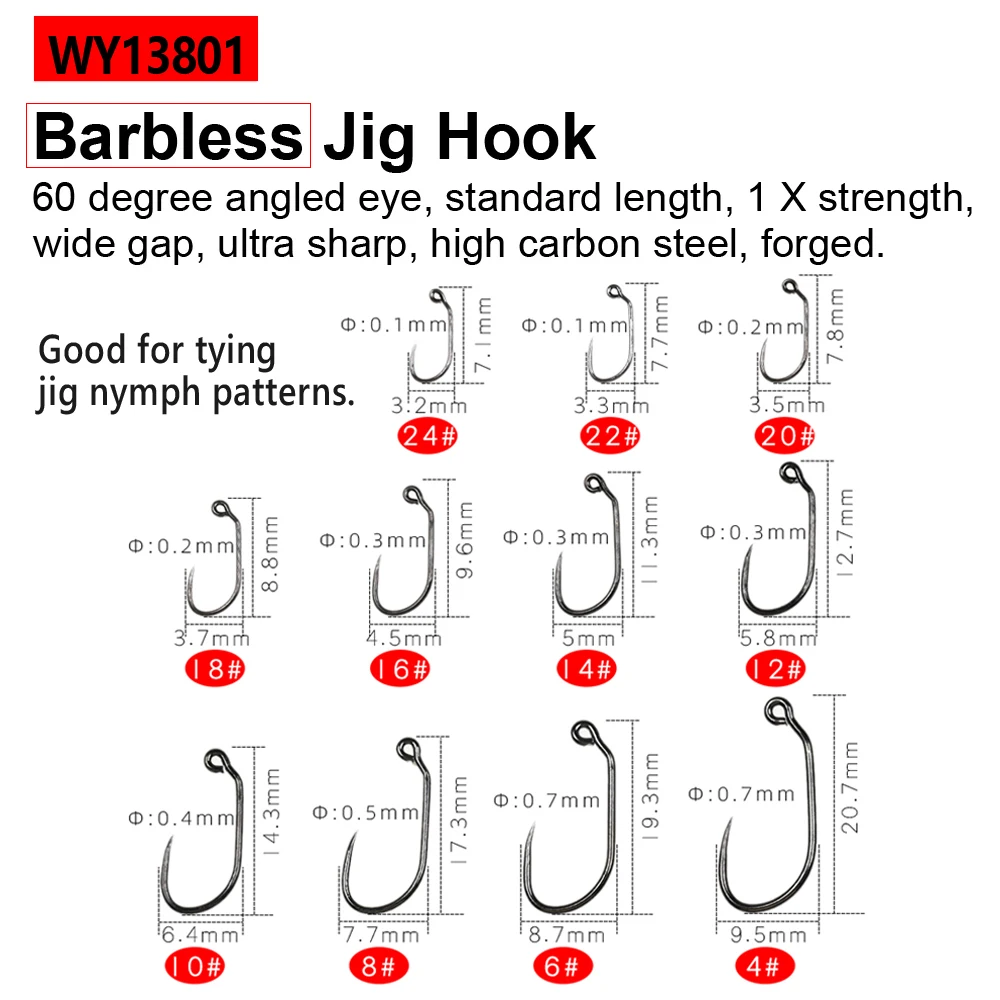 Bimoo 30 шт./упак. без бородки летать Крючки для привязывания Нимфа сухой мокрой