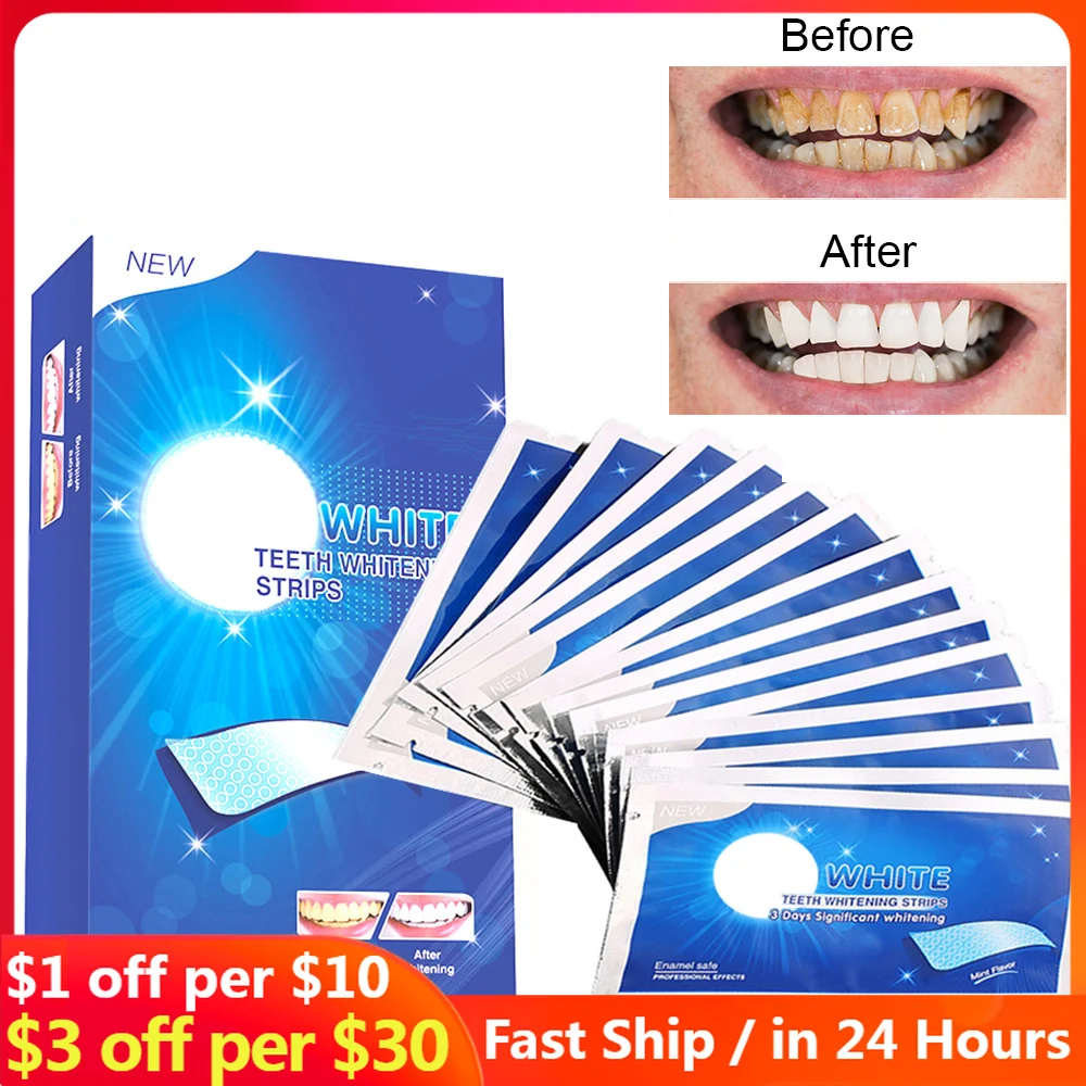 

28Pcs/14Pairs Advanced Teeth Whitening Strips Stain Removal for Oral Hygiene Clean Double Elastic Dental Bleaching Strip