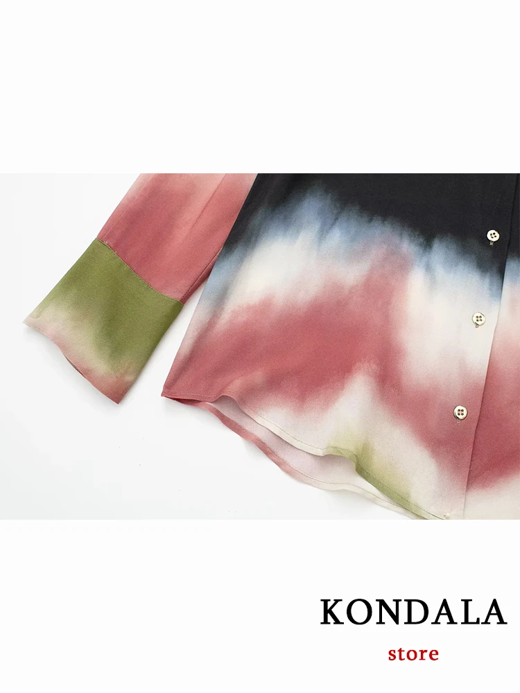 Женский винтажный костюм оверсайз KONDALA Повседневная рубашка с длинным рукавом и