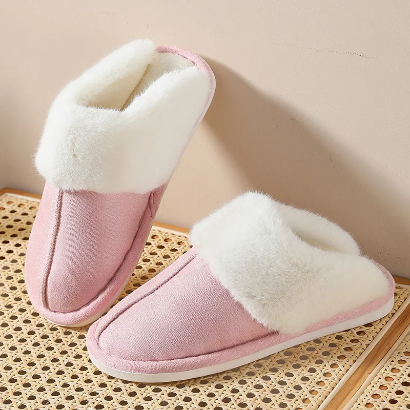 

Женские зимние меховые сланцы, замшевые кожаные плюшевые меховые шлепанцы, Новая Домашняя повседневная обувь, слипоны, мужские домашние водонепроницаемые шлепанцы для отдыха на плоской подошве