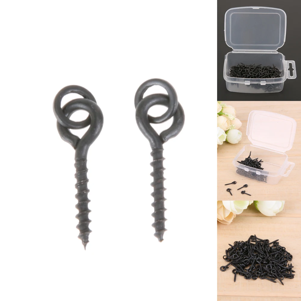 

100 шт. винты для приманки со звеньем Вертлюг, карп, рыболовные терминалы, снасти, приманка, крючок, аксессуары, Прямая поставка