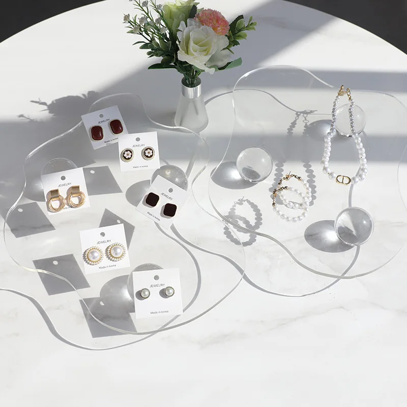 

Chic Irregular Jewelry Earrings Ornaments Display Tray Decor Transparent Aromatherapy Perfume Cosmetic Storage Tray Photo Prop