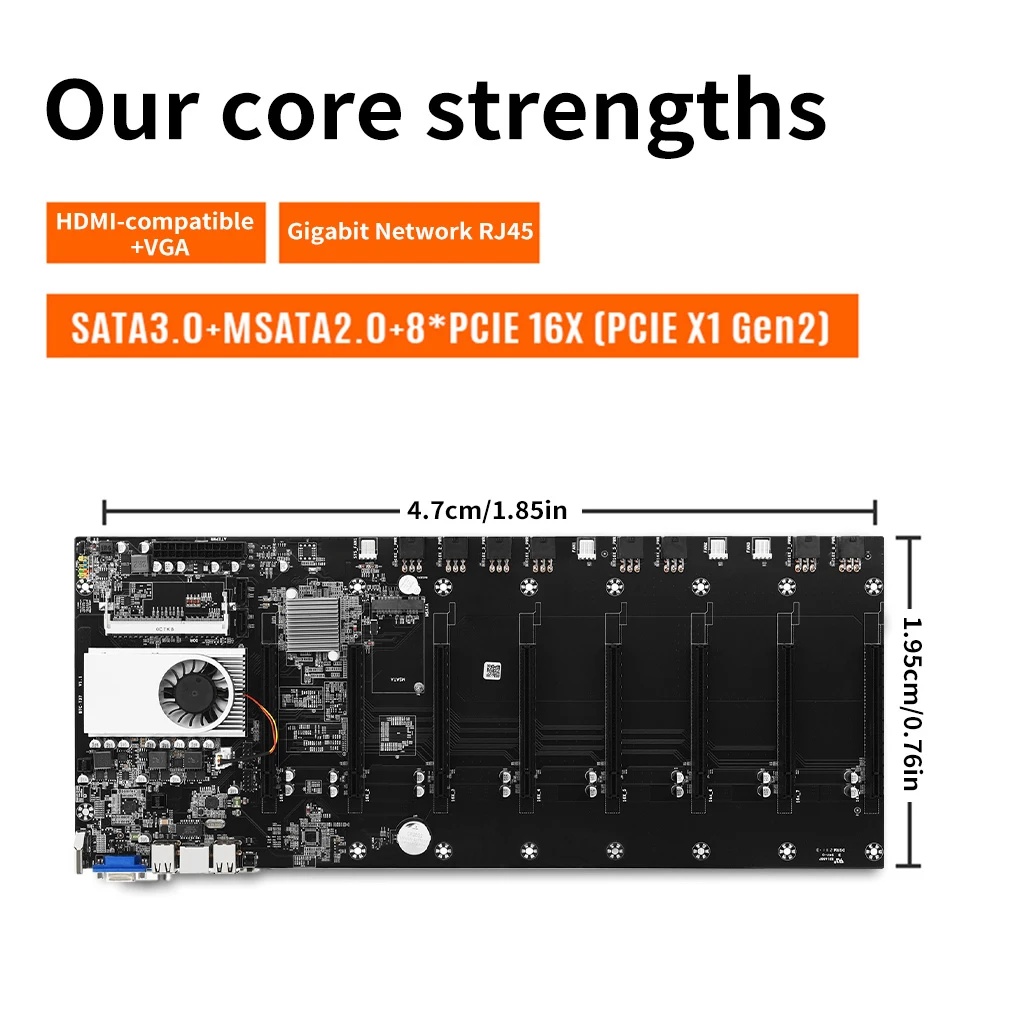 

BTC-37 Motherboard SATA 3.0 8 GPU PCI-E 16X Motherboard with USB 2.0 DDR3 Memory Slots Computer Parts
