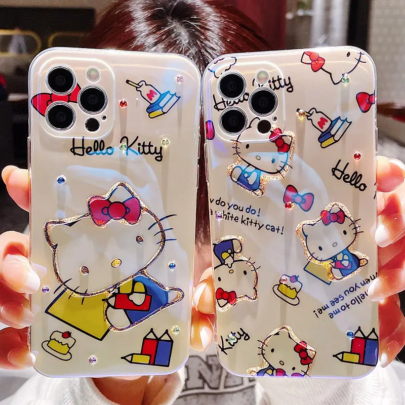 Hello Kitty Phone Case for iPhone 13Pro Max Sanrioed Silicon Cover for 12Pro Max 11Pro Max XS 7/8Plus