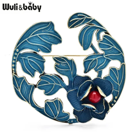 Броши Wuli&baby синие с цветами и рыбой
