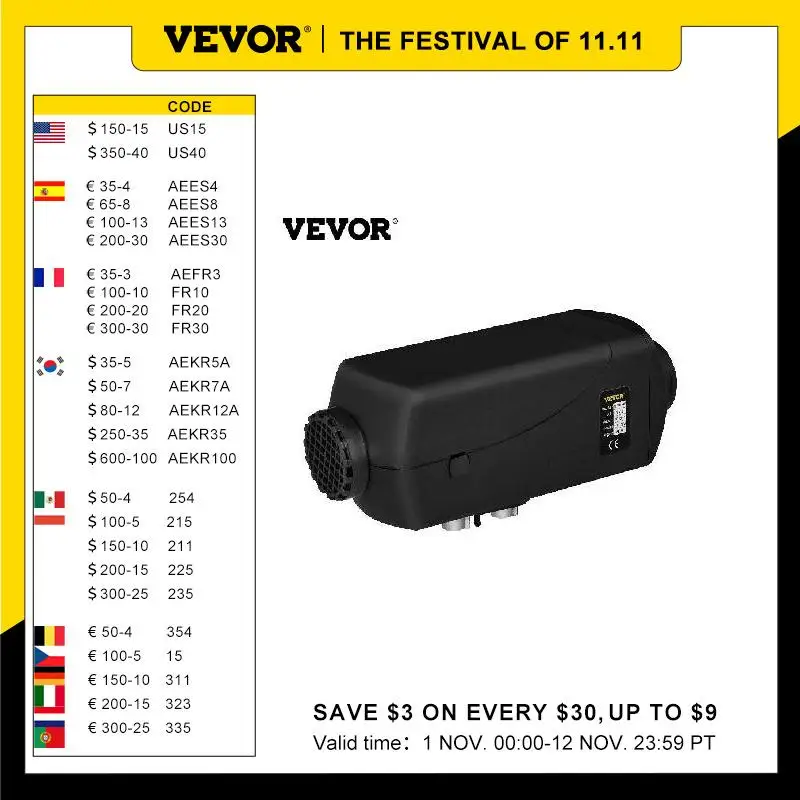 

VEVOR 5KW Car Heater Air Diesel Heater 12V with LCD Switch Silencer Remote Control for RV Bus Truck Boat Diesel Parking Heater